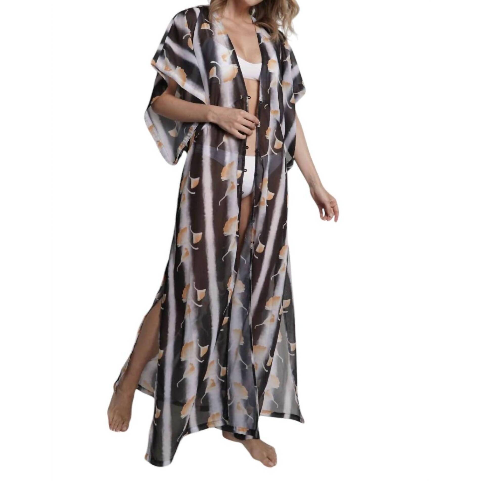 New Sauipe Amber Maxi Kaftan Beach Cover Up In Black